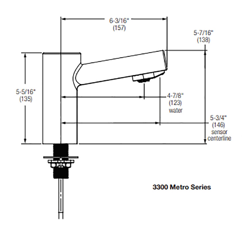 Measurements for Bradley Verge Metro Series Faucet