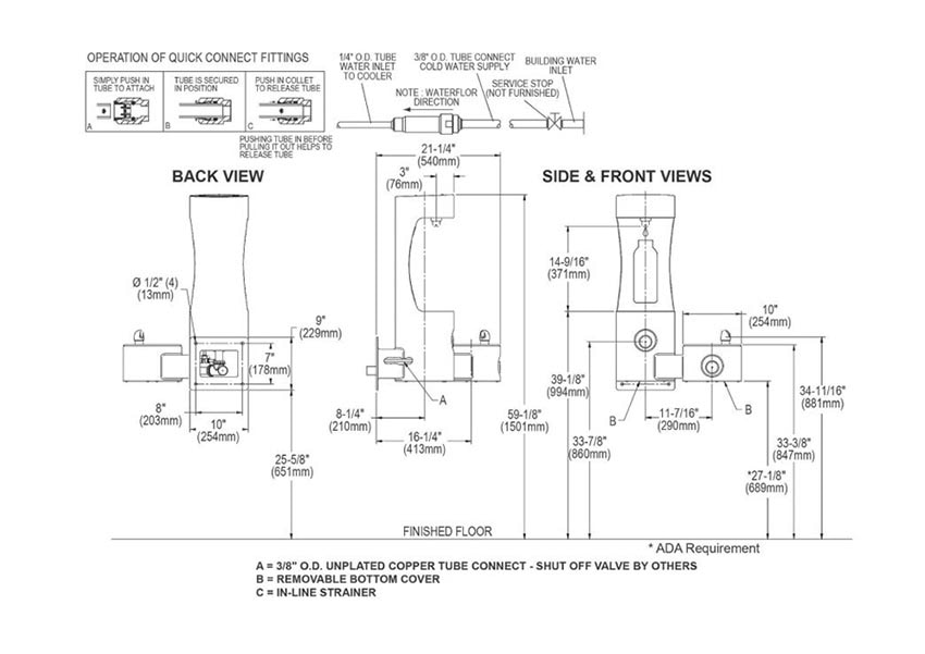 Measurement Diagram for Elkay LK4408BF