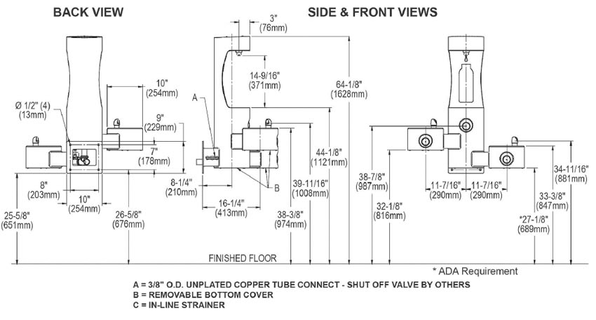 Measurement Diagram for Elkay LK4409BF