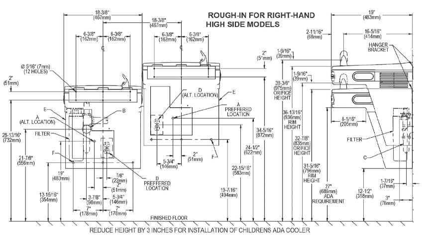 Elkay LZOSTL8SC Measurements Diagram