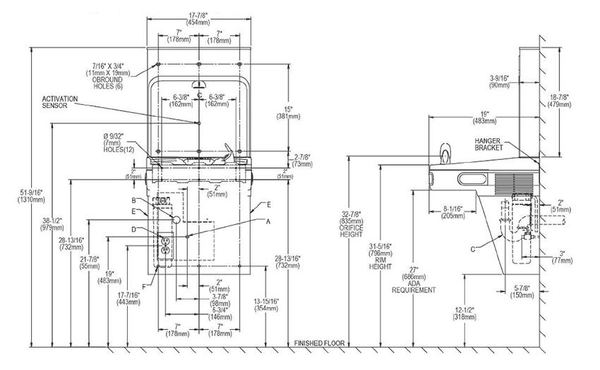 Elkay LZS8WSX-LZWSR-SS Measurement Diagram