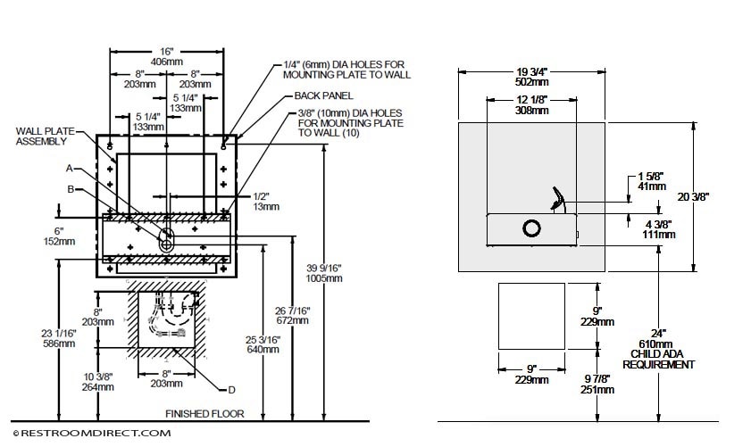 Elkay ECDFPW314C Measurements Diagram