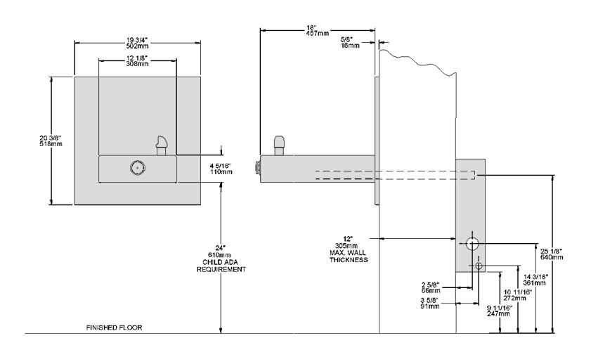 Elkay ECDFPW314FPK Measurements Diagram