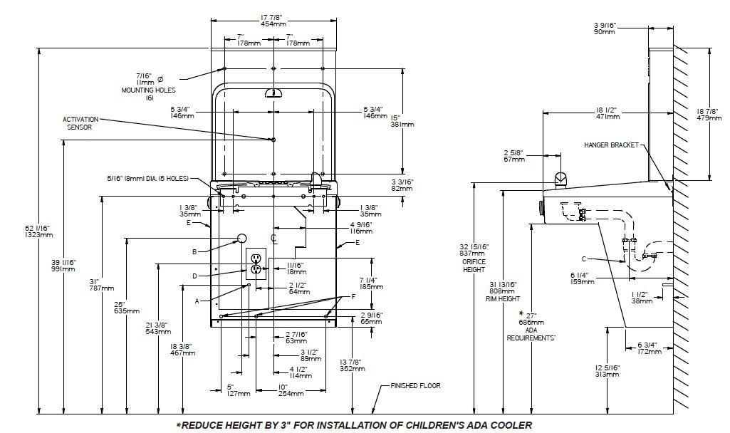 Halsey Taylor HTHB-HVRGRN8-NF Measurement Diagram