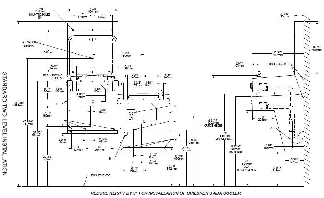 Halsey Taylor HTHB-HVRGRN8BL-NF Measurement Diagram