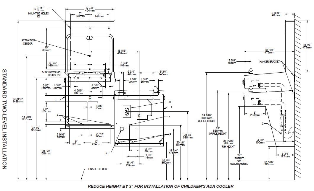 Halsey Taylor HTHB-HVRGRN8BL-WF Measurement Diagram