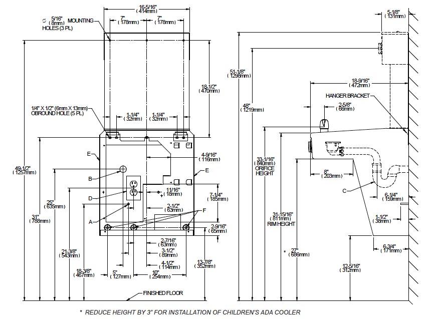 Halsey Taylor HTHBHVR-NF Measurement Diagram