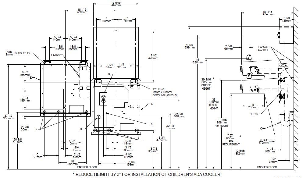 Halsey Taylor HTHBHVR8BL Measurement Diagram