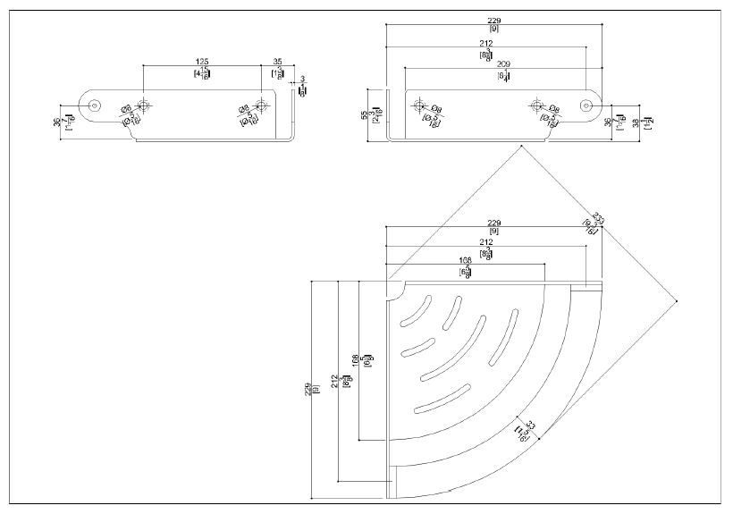 Measurements for G02AOS01W1 Stainless Steel Corner Shelf