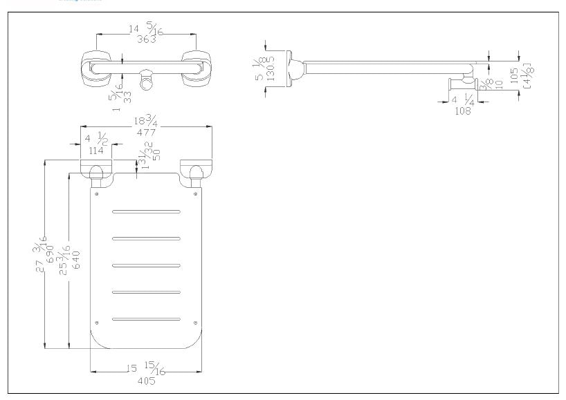 Measurements for G25JDS18W1 HPL Folding Bathtub Bench