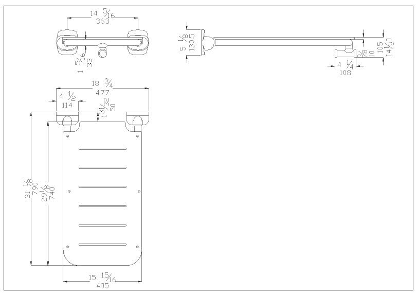 Measurements for G25JDS19W1 HPL Folding Bathtub Bench