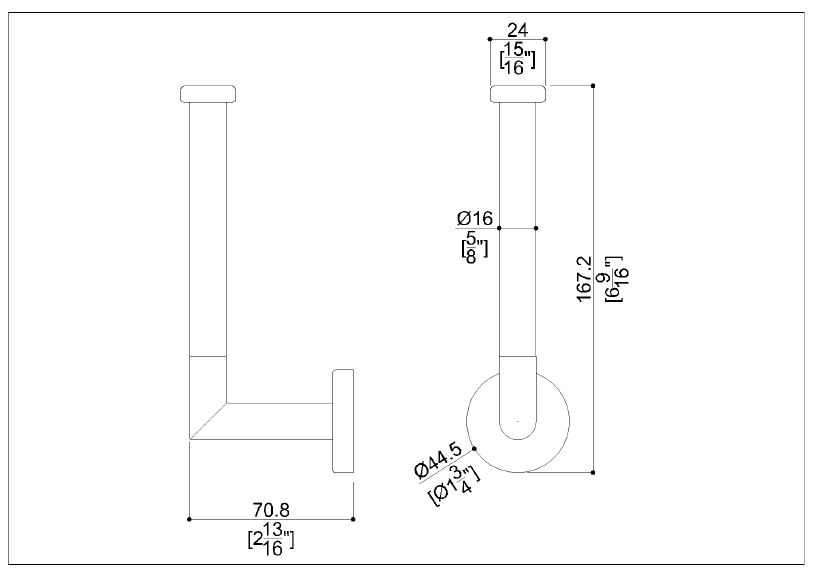 Measurements for TPHCIN1 Circular Stainless Steel Roll Paper Holder