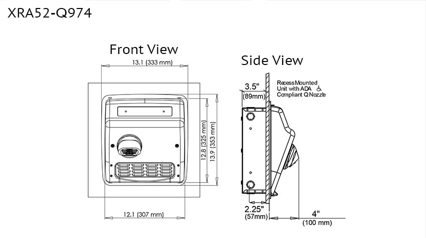 World Dryer XRA52-Q974 Measurements Diagram