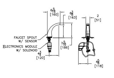 Dimensions for Zurn Z6913-XL-E-SSH Hands-free Faucet