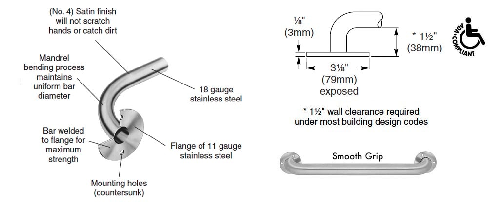 Configuration details for Bradley 8170-003520 grab bar