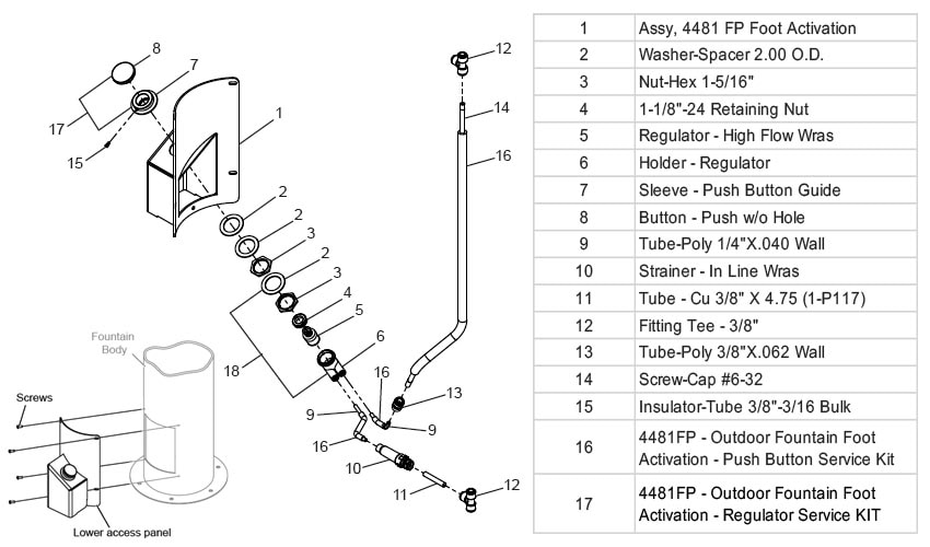 Parts diagram for 4481FPGRY accessory kit.