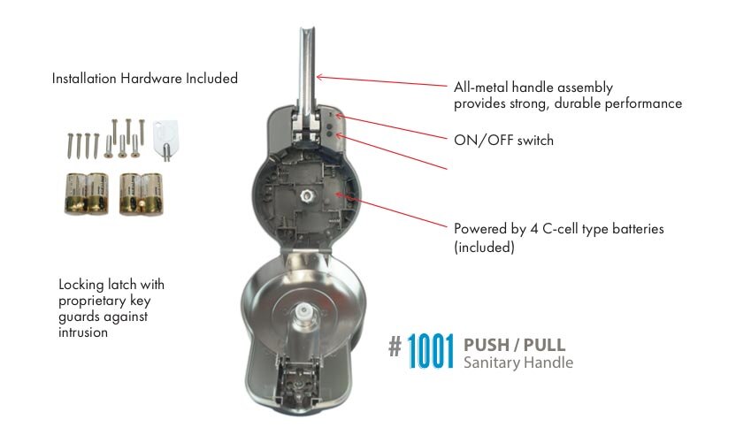 All metal handle assembly. Locking cartridge and battery compartments. Automatically advancing ASD Anti-bacterial sleeve.